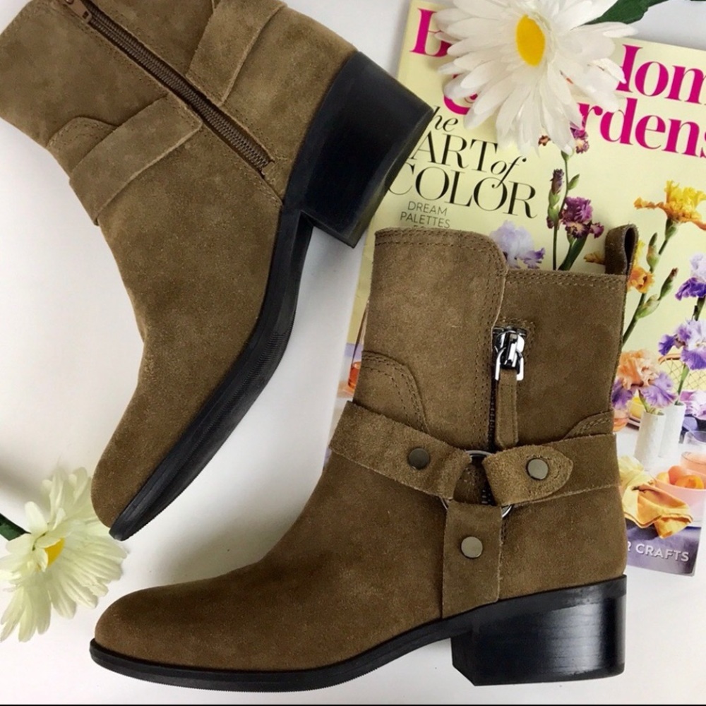 Marc Fisher Suede Harness Side Zip Moto Boot size 8
